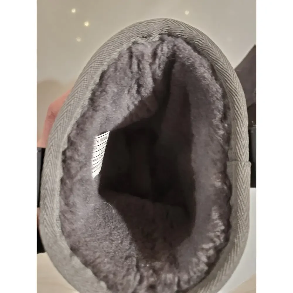 Ugg Heart Kids Suede Shearling Lined Mid Moto Boots Size 4 Gray Winter Leather
